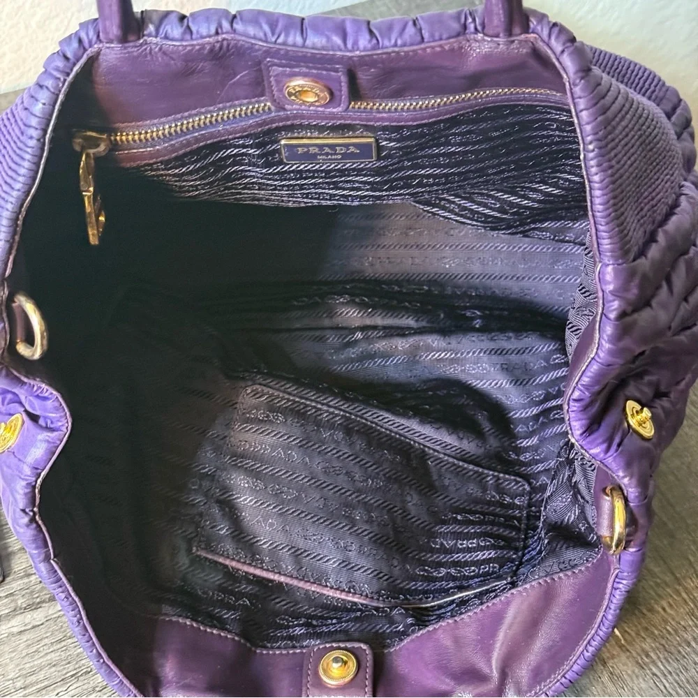 Prada Purple Nylon Leather Two-Way Bag - Picture 9 of 16